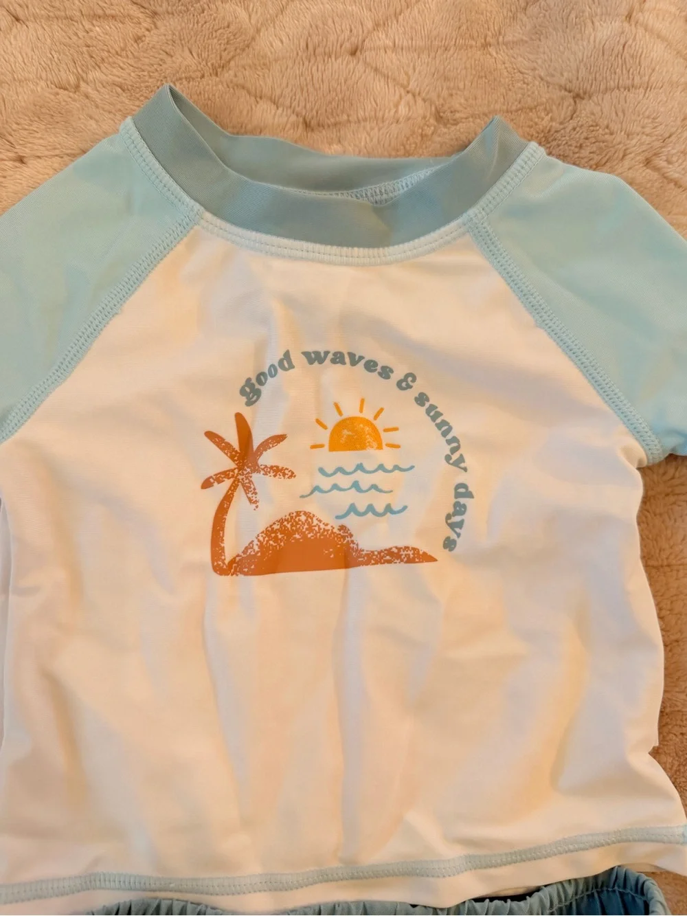 Gerber Children's Light Blue Palm Rash Guard Set - Cute Beach Swimwear